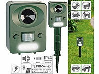 Exbuster Ultraschall-Solar-USB-Tierschreck mit Blitzlicht und PIR-Sensor, IP44